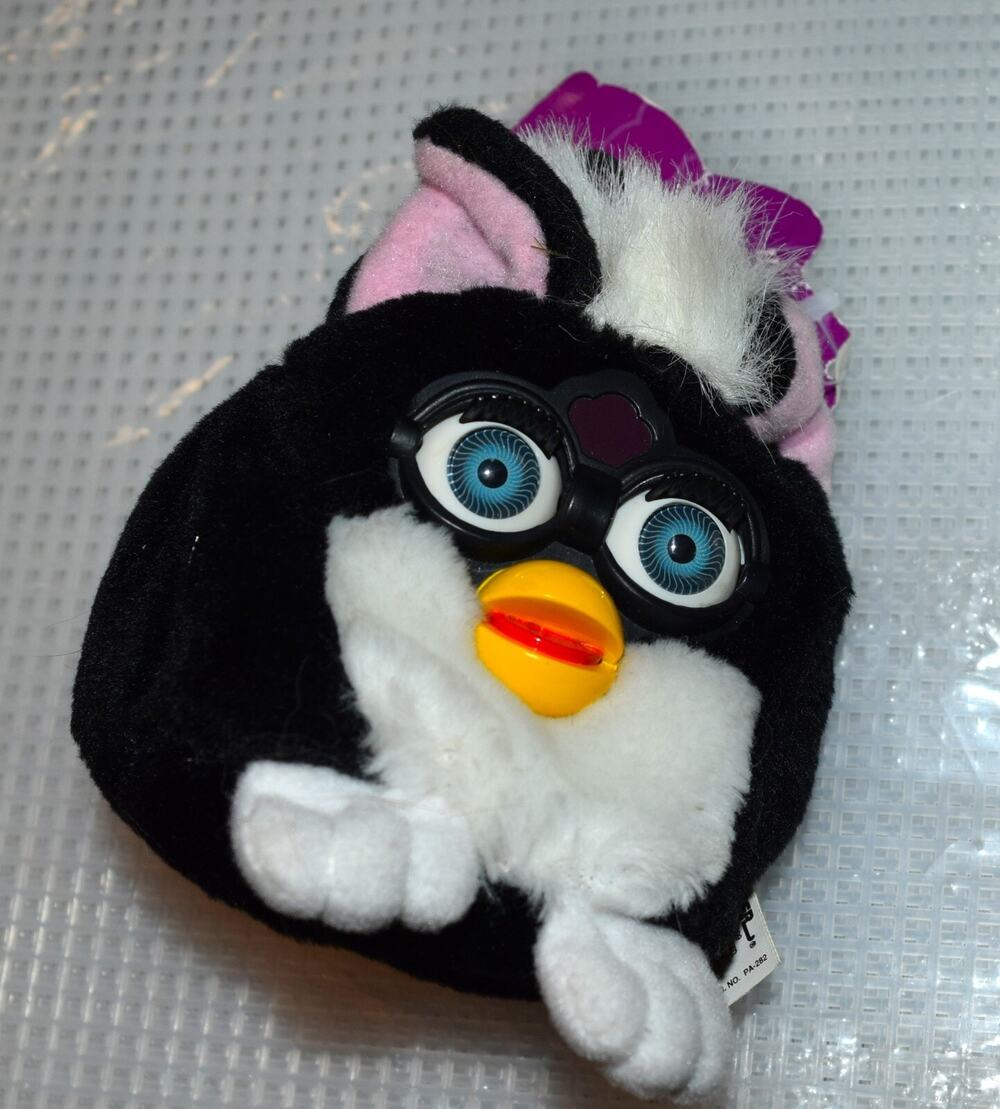 Vtg Furby Keychain Pouch Plush Tuxedo Blue Eyes 1999 Tiger Electronics NWT